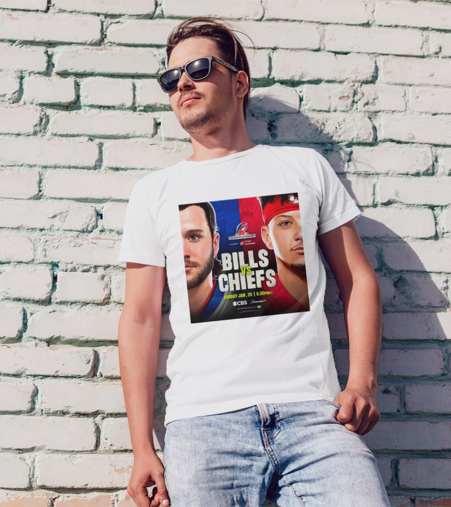 AFC Championship 2025 Bills Vs Chiefs Sunday Jan 26 6:30PM CBS Paramount+ T-Shirt