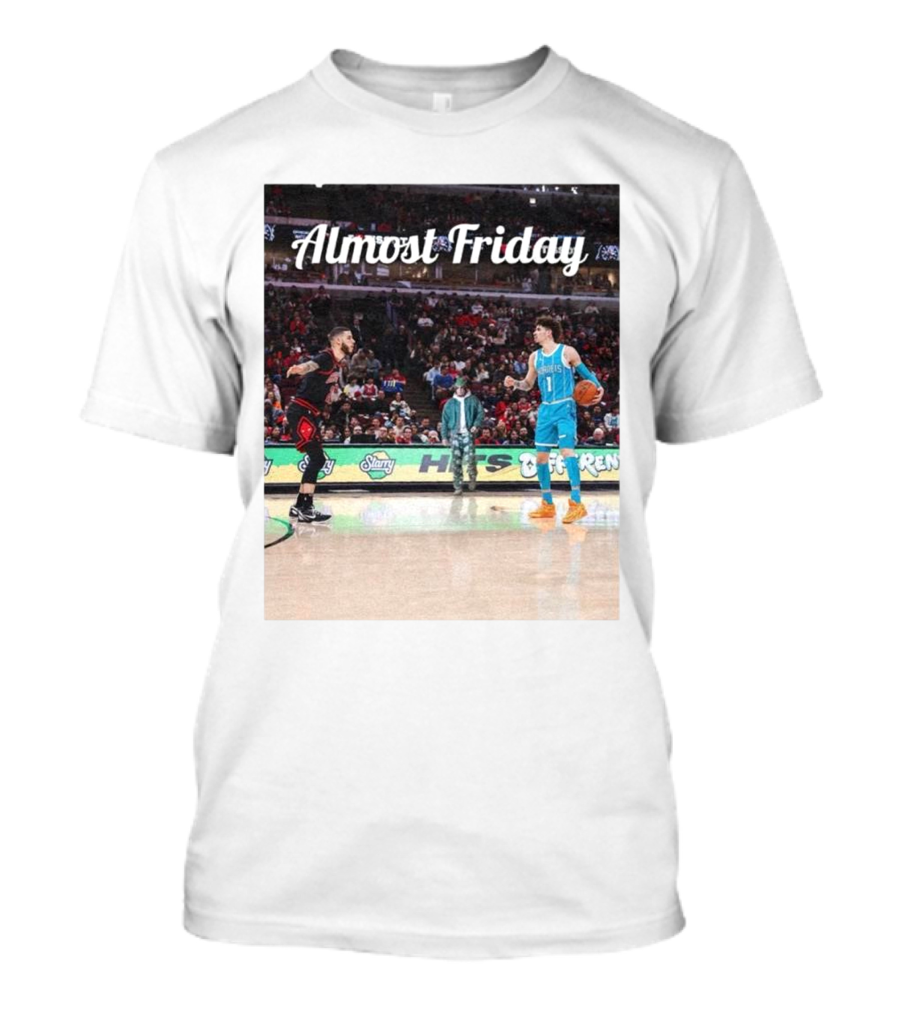 Almost Friday Basketball Court NBA Duel T-Shirt