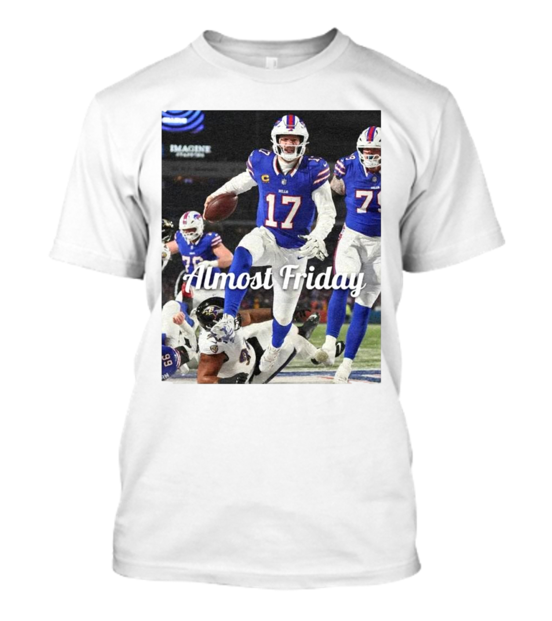 Almost Friday Josh Allen Touchdown Celebration In Buffalo Team Colors T-Shirt