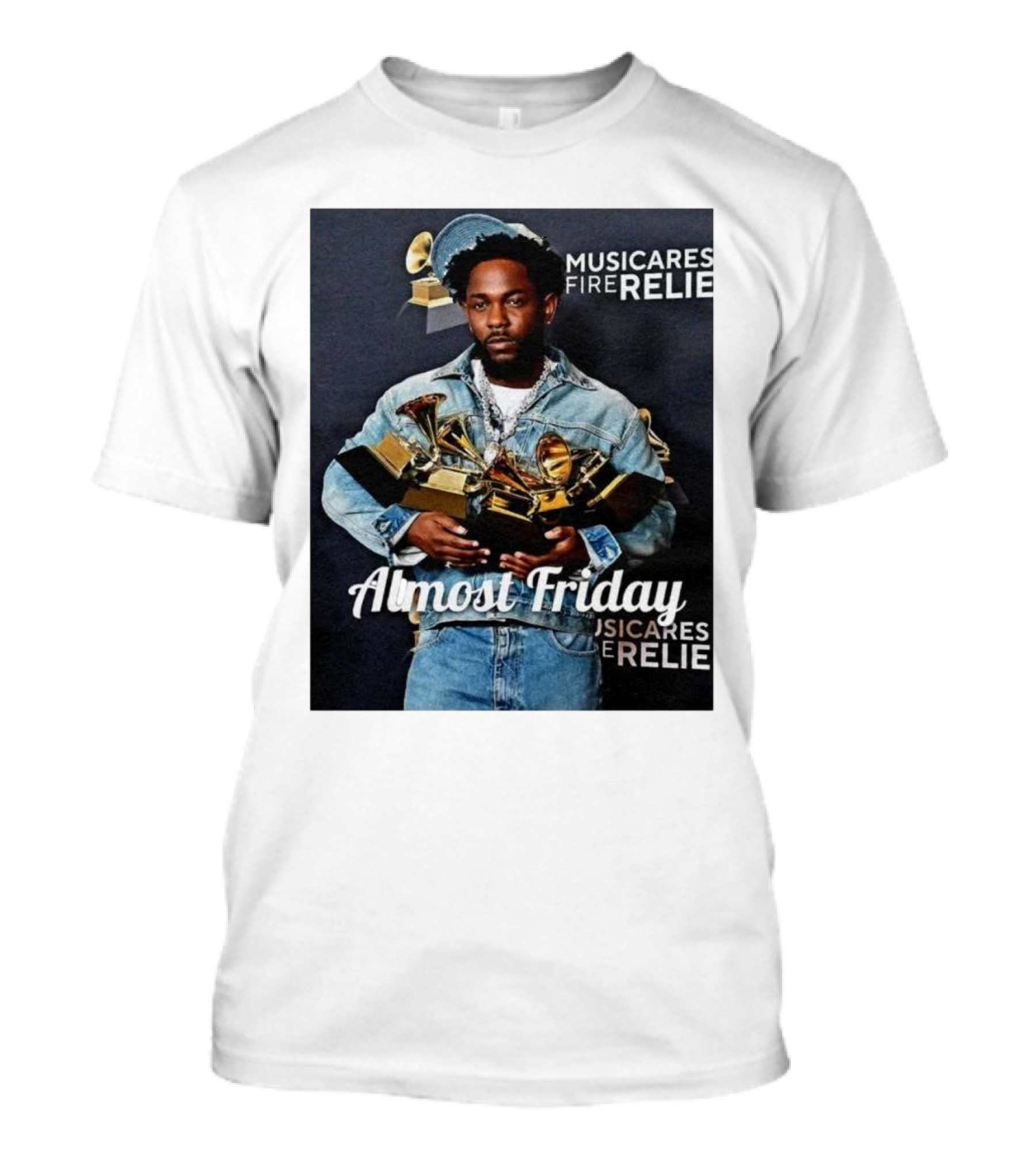 Almost Friday MusiCares Fire Relief Kendrick With Grammy Awards T-Shirt