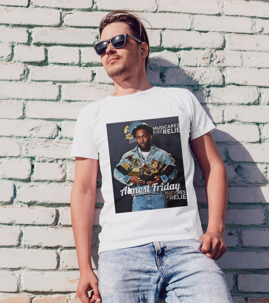 Almost Friday MusiCares Fire Relief Kendrick With Grammy Awards T-Shirt