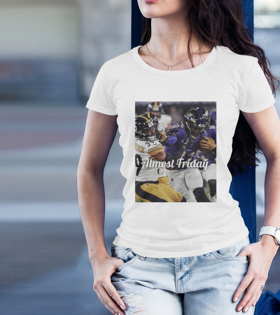 Almost Friday Baltimore Ravens Stiff Arm Football Moment T-Shirt