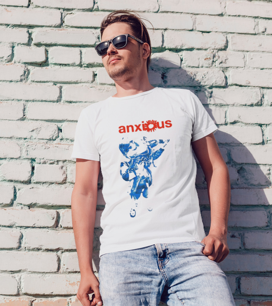 Anxious Blue Abstract Deer Kid T-Shirt