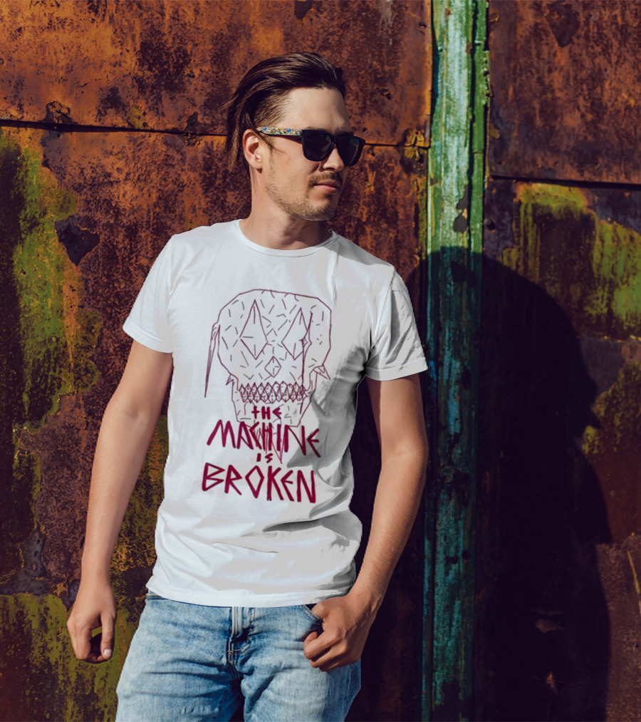 Arcadefire The Machine Is Broken Skull Illustration T-Shirt