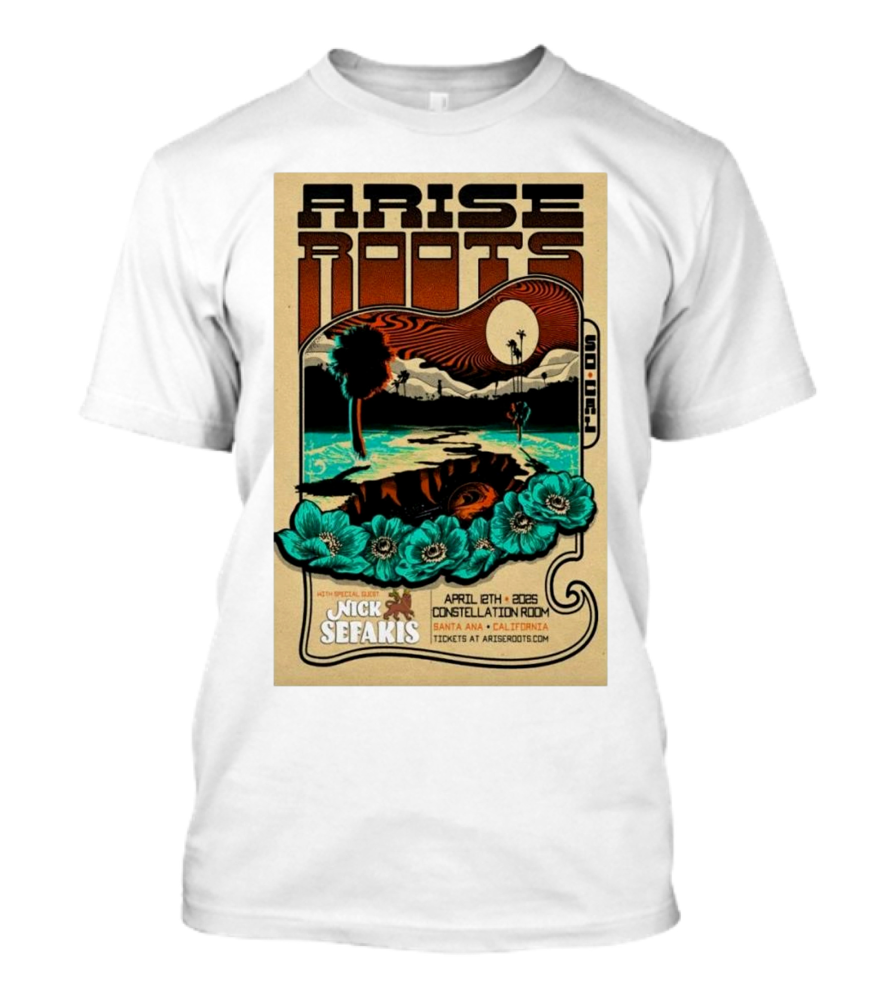 Arise Roots April 12 2025 Santa Ana California Tour Constellation Room With Nick Sefakis T-Shirt