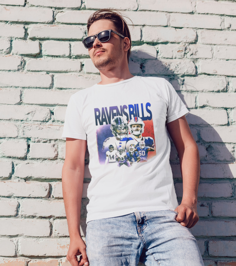 Ravens Bills NFL Matchup With Player Lineup And Strategy Background T-Shirt
