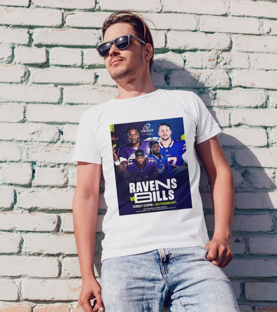 Ravens Vs Bills NFL Divisional Sunday CBS Paramount Plus T-Shirt