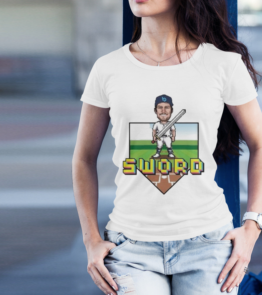 Pixelated Baseball Player Sword Bauer Outage T-Shirt