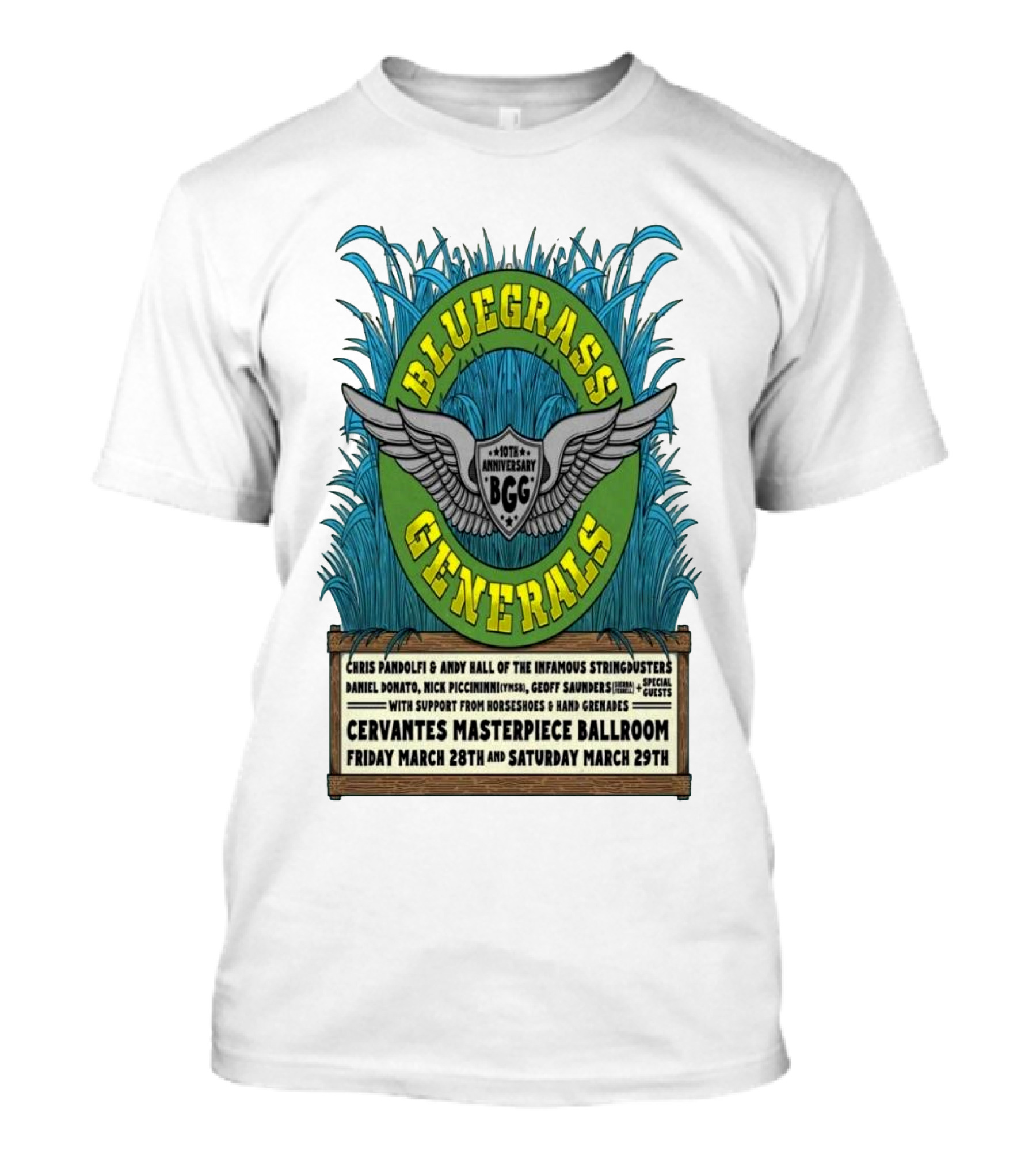 Bluegrass Generals 10th Anniversary Cervantes Masterpiece Ballroom March 28-29 2025 Denver CO T-Shirt