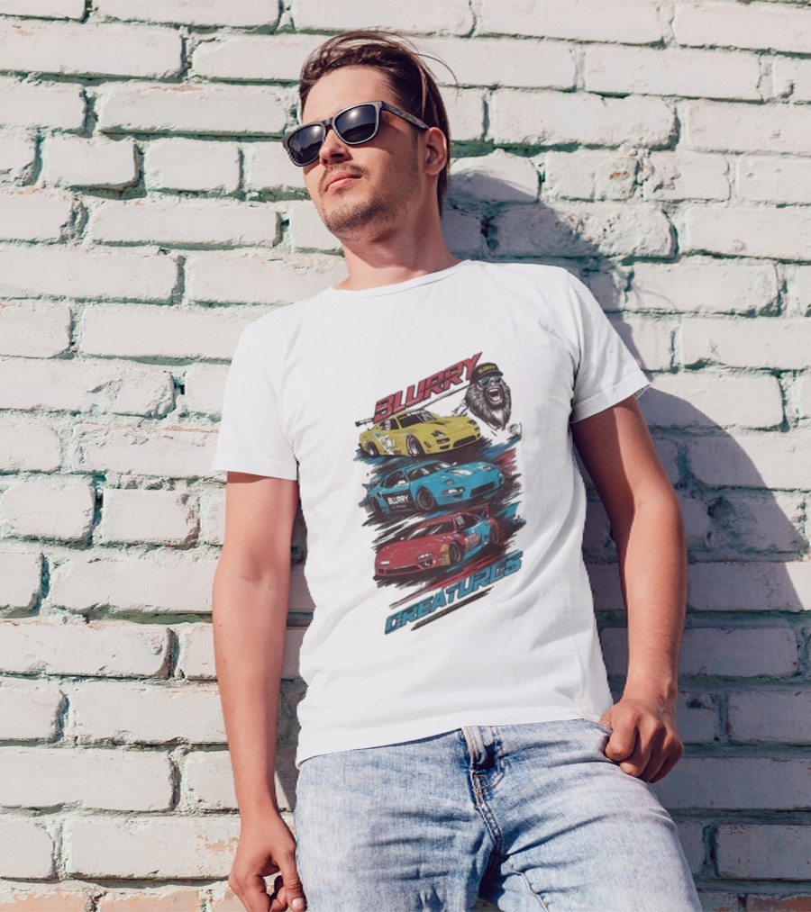 Blurry Creatures Talladega Blur Racing Cars Lion T-Shirt