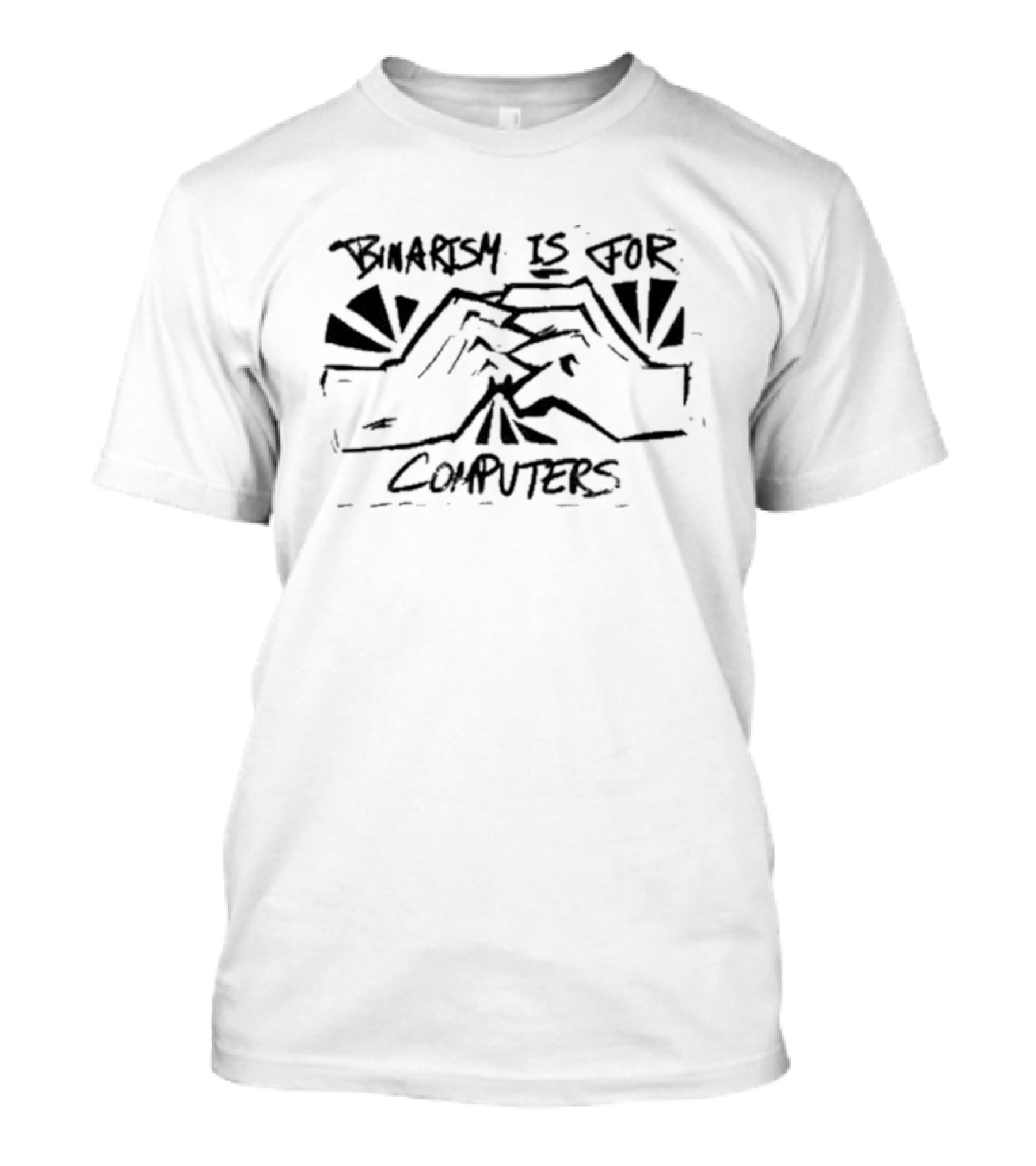 Binarism Is For Computers Skeleton Meditating  T-Shirt