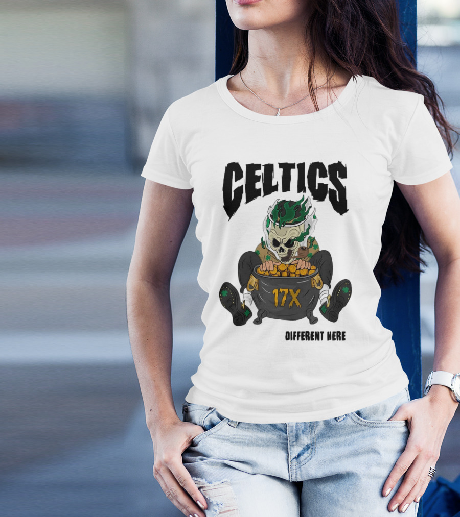 Boston Celtics Skeleton With 17X Championship Theme T-Shirt