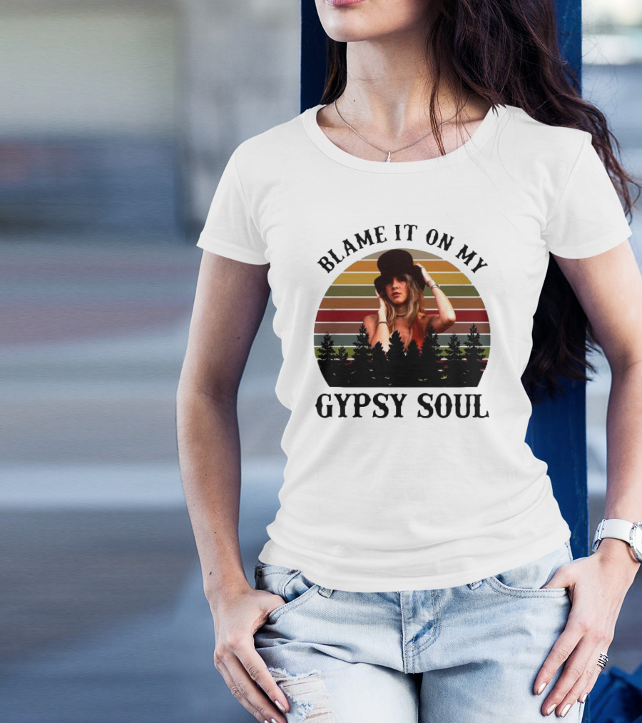 Blame It On My Gypsy Soul Vintage Sunset Forest Retro Style T-Shirt