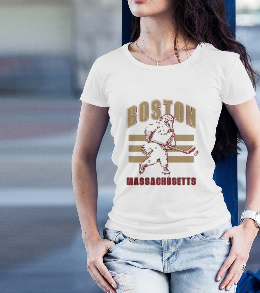 Boston Massachusetts Hockey Mascot Skater T-Shirt