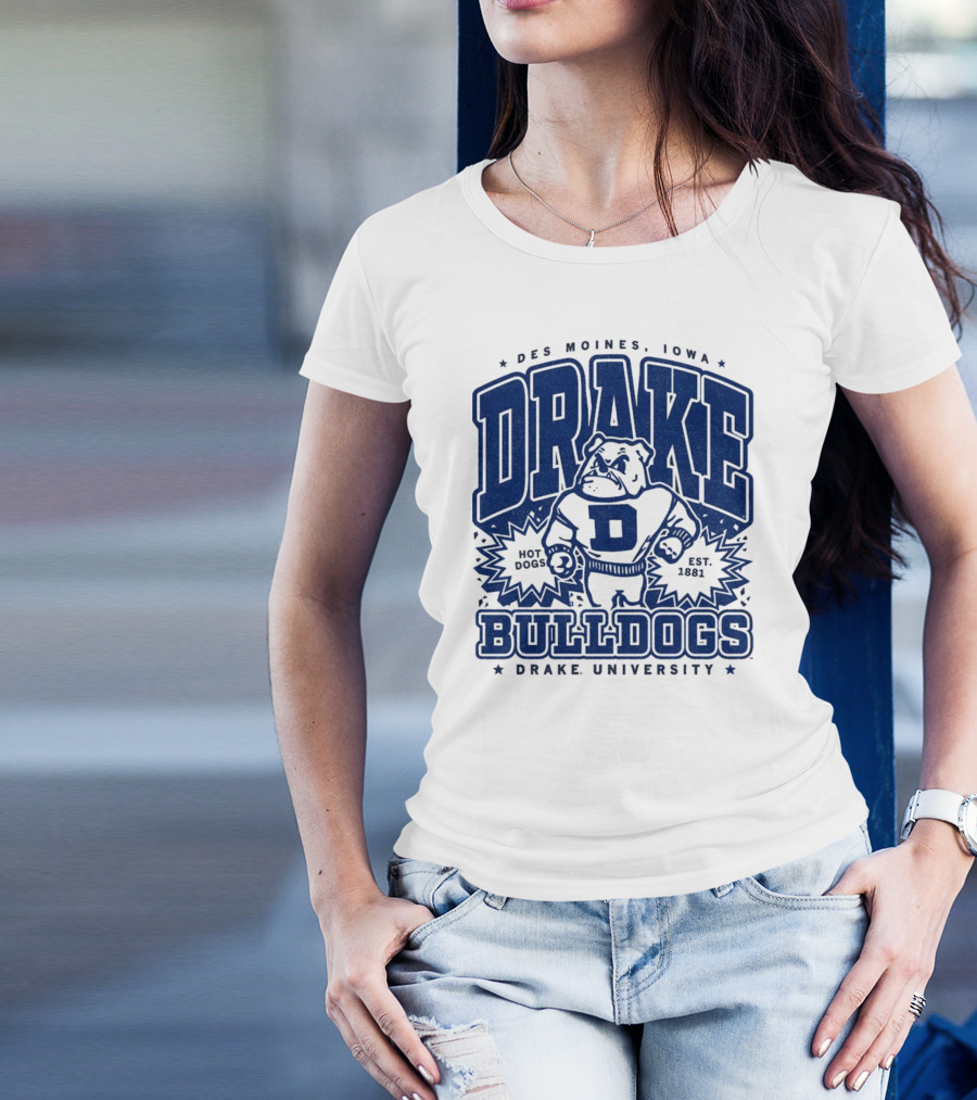 Des Moines Iowa Drake University Bulldogs Mascot Hot Dogs Est 1881 T-Shirt