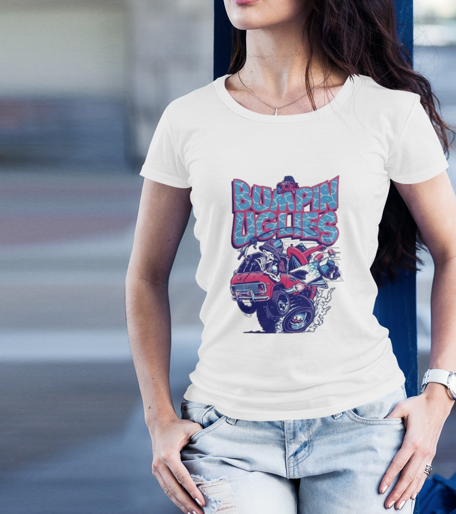 "Bumpin Uglies Red Truck With Fish Cartoon" T-Shirt