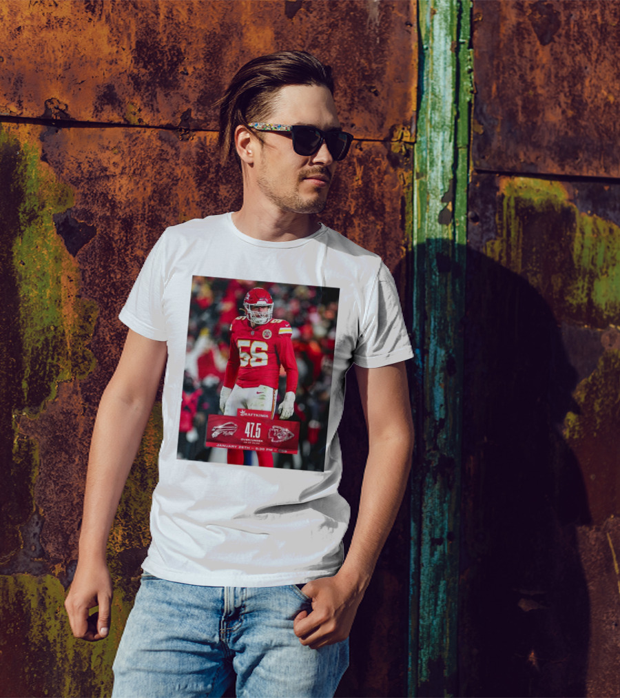 DraftKings Buffalo Bills Vs Kansas City Chiefs 47.5 Over Under January 26th CBS 5:30 PM George Karlaftis T-Shirt