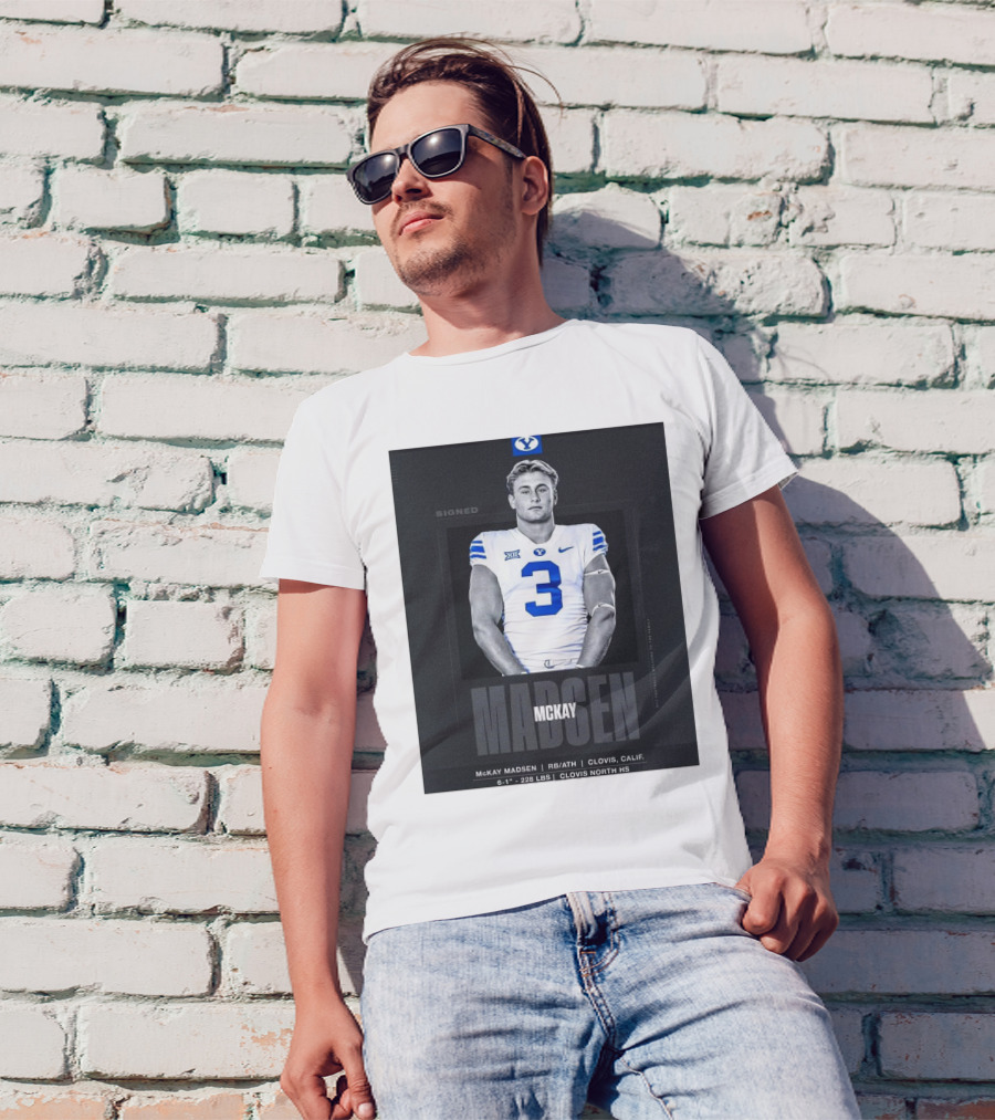 BYU Cougars McKay Madsen Signed Clovis North HS Welcome T-Shirt