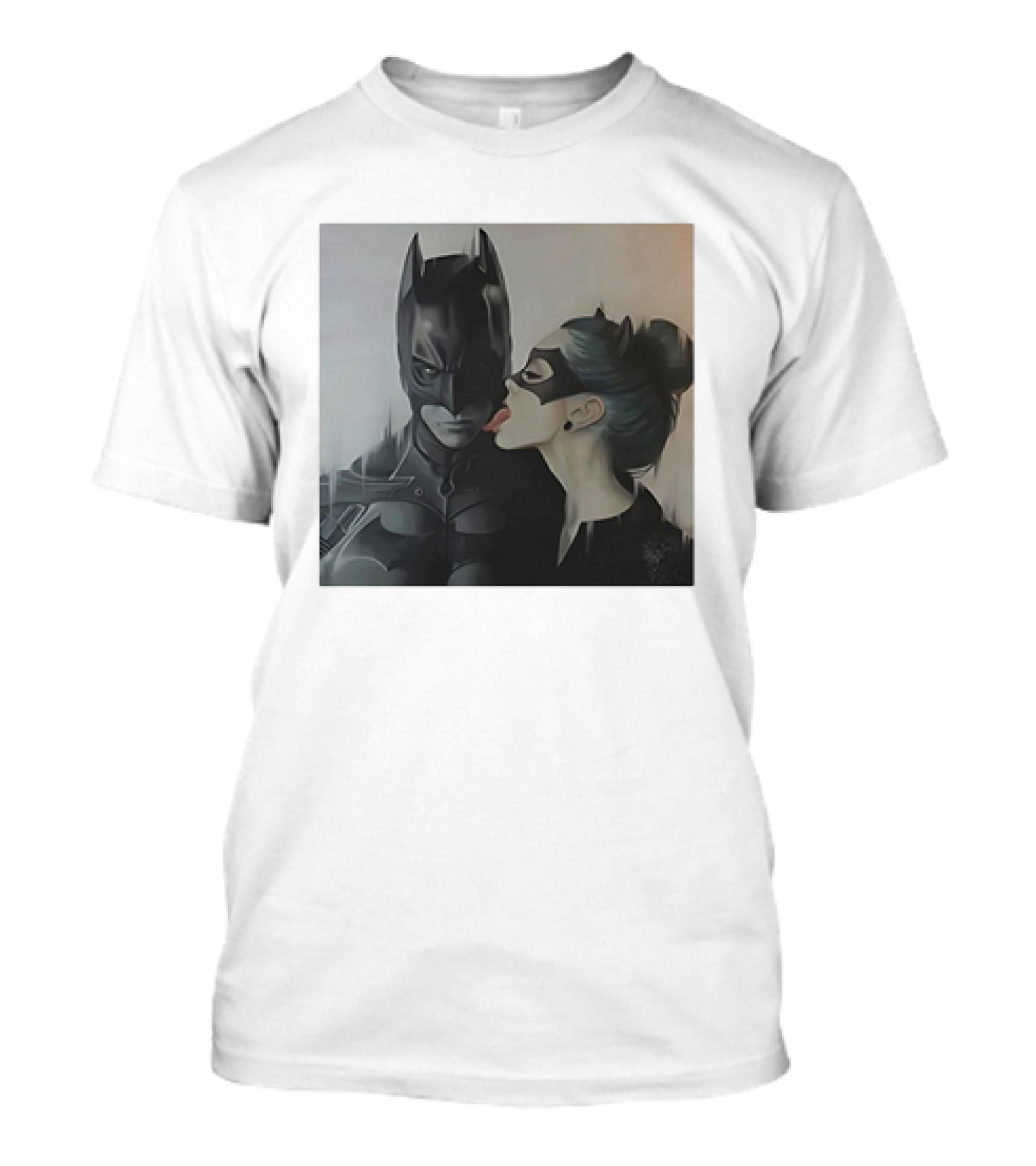 Catwoman Licking Batman Art Vintage Style T-Shirt