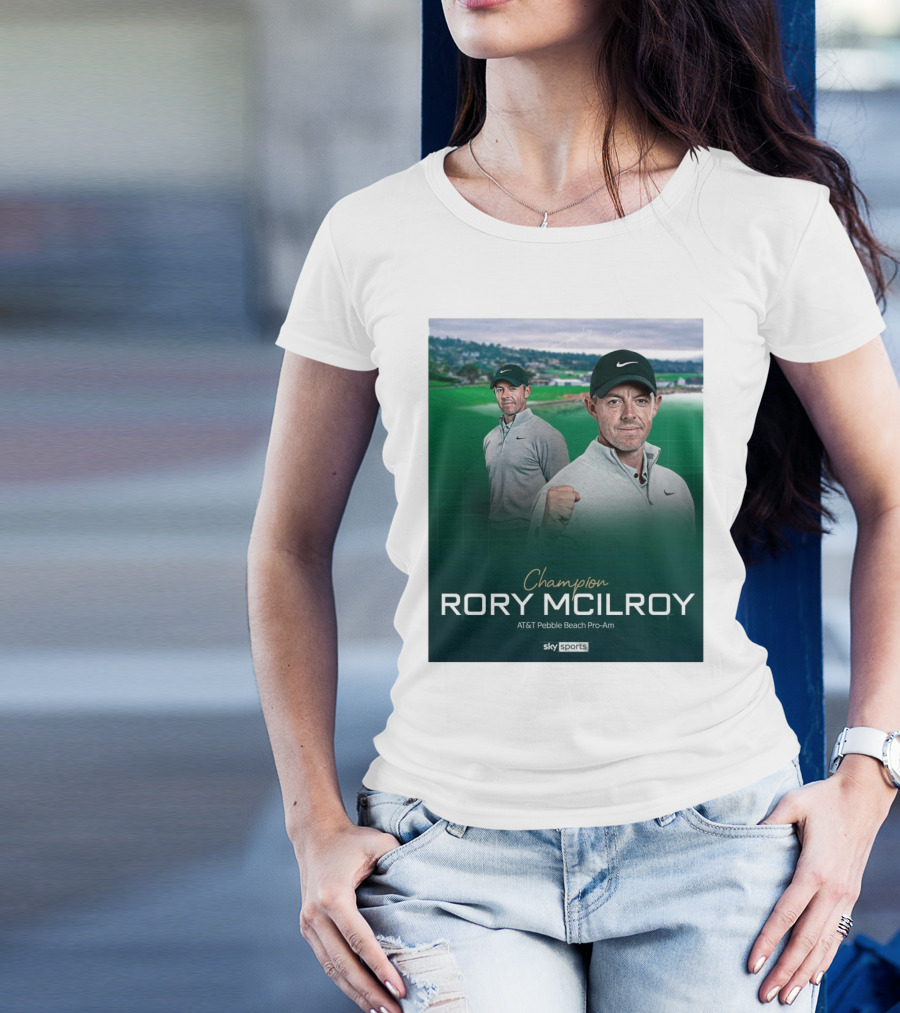 Champion Rory McIlroy AT&T Pebble Beach Pro-Am Sky Sports T-Shirt