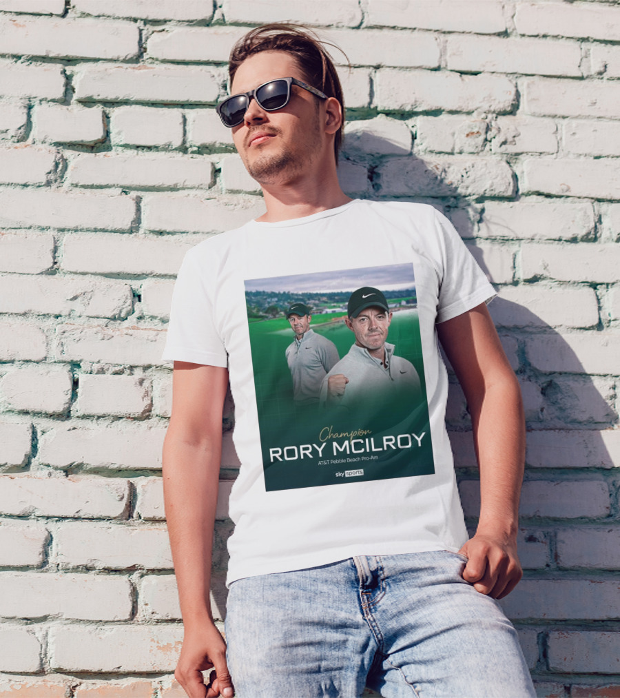 Champion Rory McIlroy AT&T Pebble Beach Pro-Am Sky Sports T-Shirt
