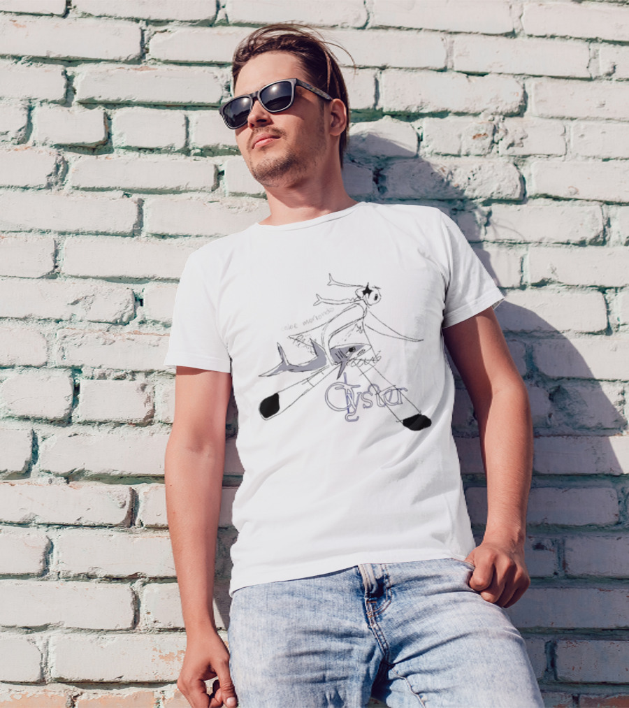 Chloe Moriondo Oyster 2025 Illustrated Fish And Bicycle Art T-Shirt
