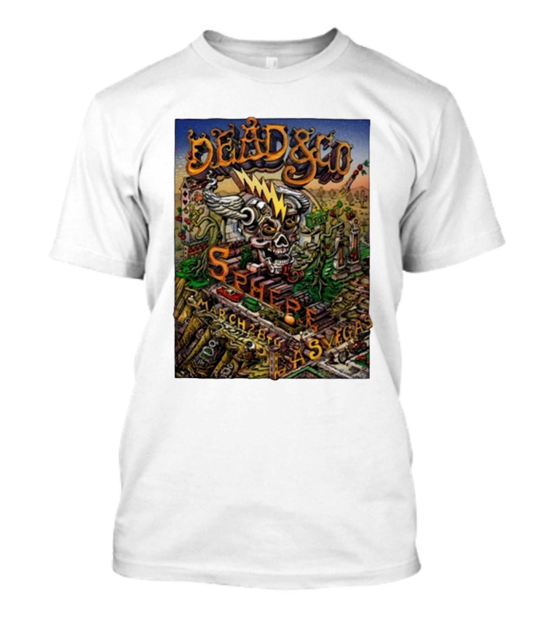 Dead & Company Skull Lightning Sphere March 28 Las Vegas T-Shirt