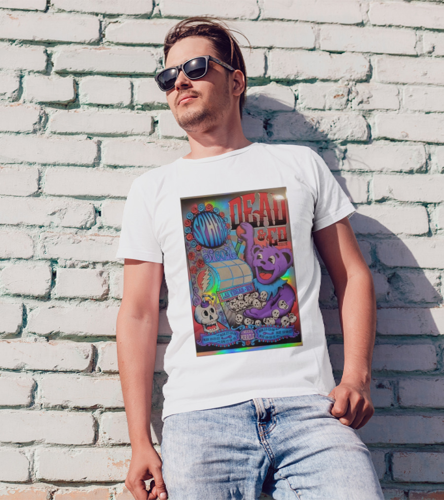 Dead & Co 2023 Las Vegas Sphere I Need A Miracle Apr 24-25-26 Purple Bear And Skull T-Shirt