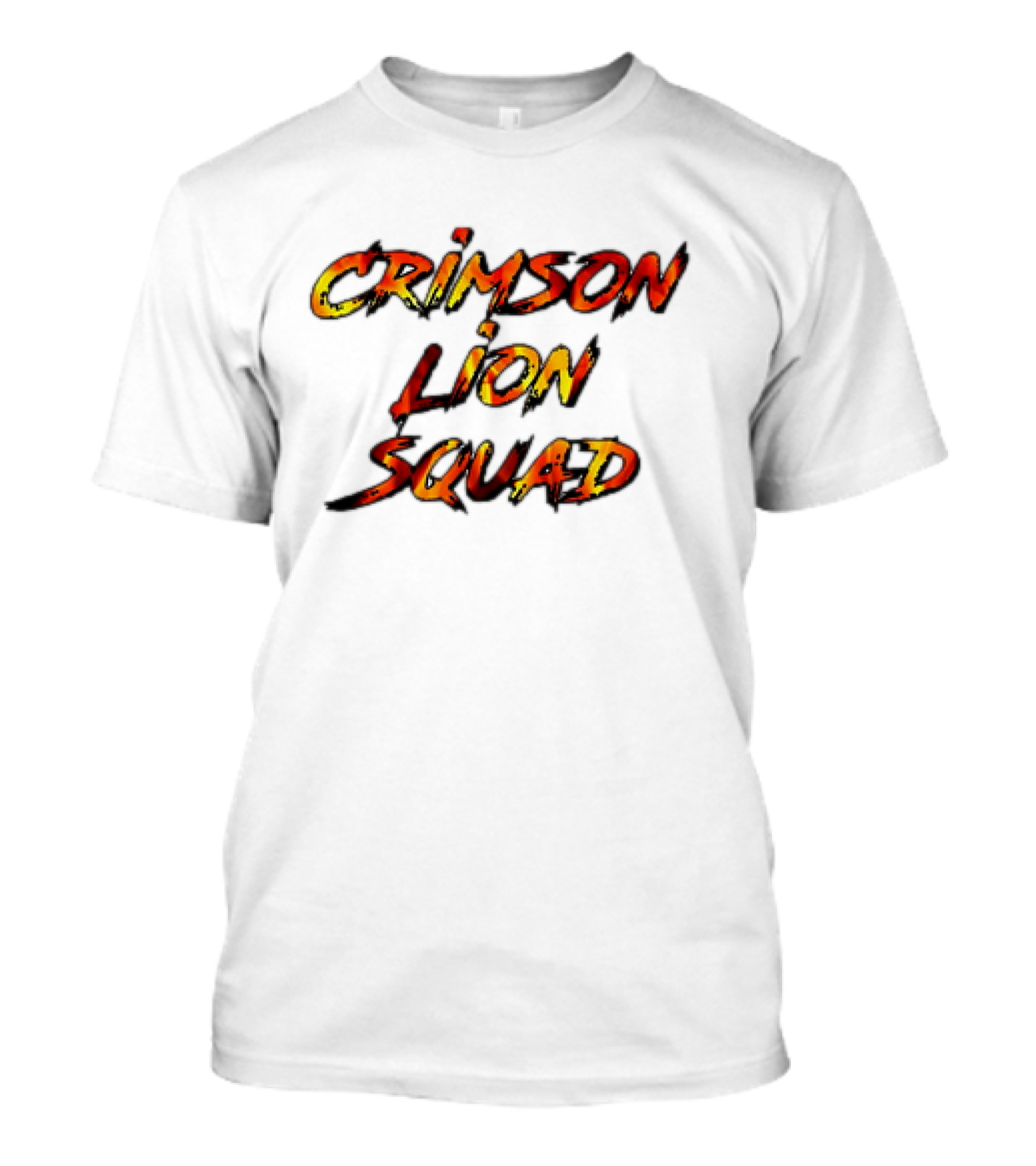 Crimson Lion Squad Fiery Bold Text Style T-Shirt