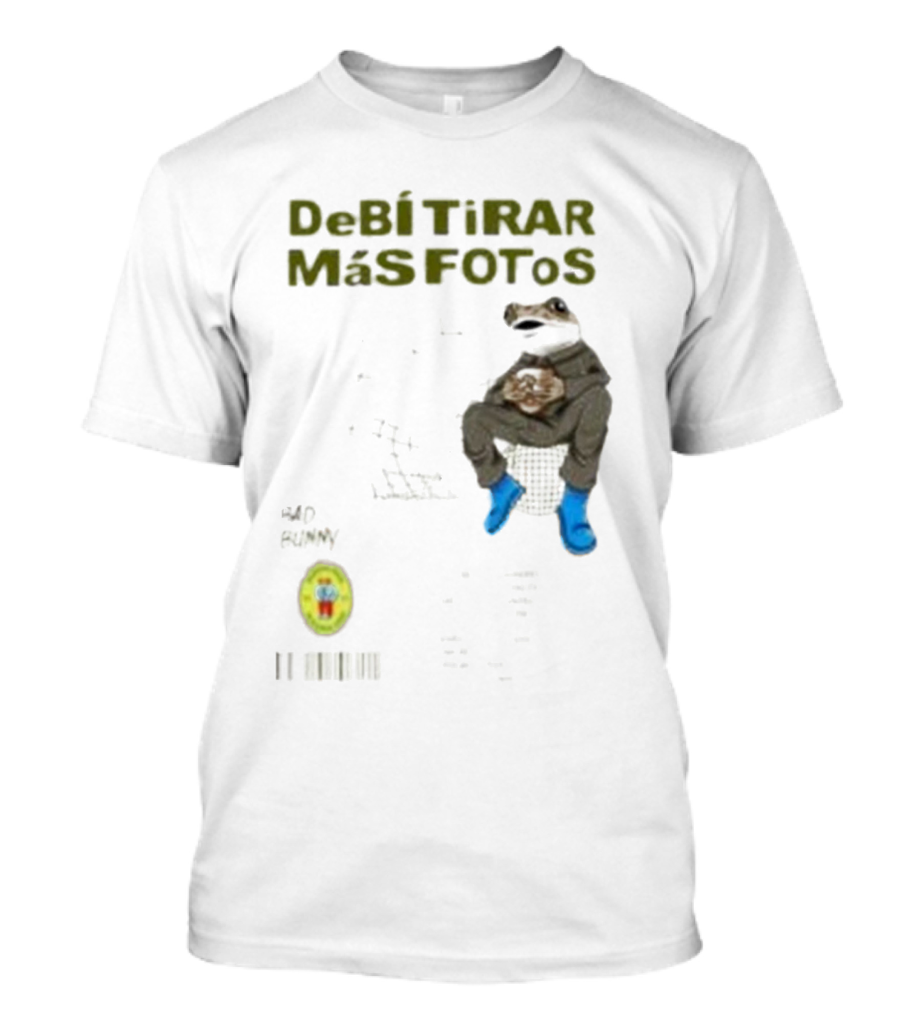 DeBI TiRAR MaS FOToS Bad Bunny 2025 Frog Sitting Blue Boots T-Shirt