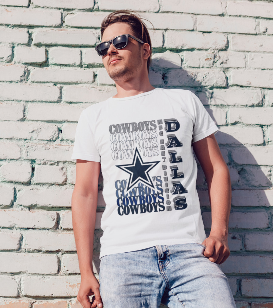 Dallas Cowboys NFC East Division Star Graphics Cowboys Text Pattern T-Shirt