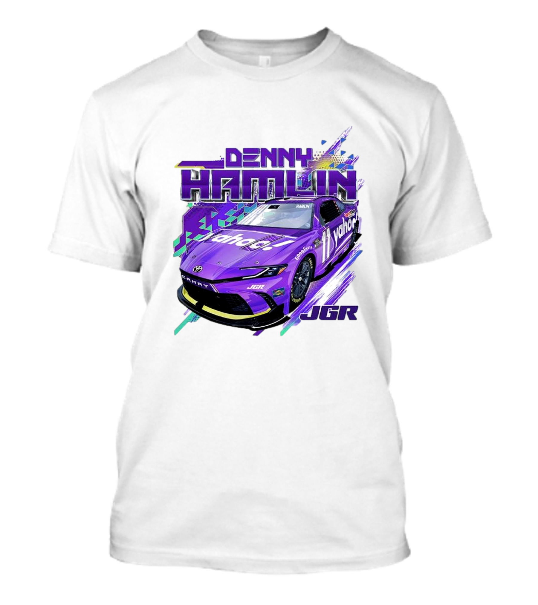Denny Hamlin Purple Yahoo Race Car JGR Number 11 T-Shirt