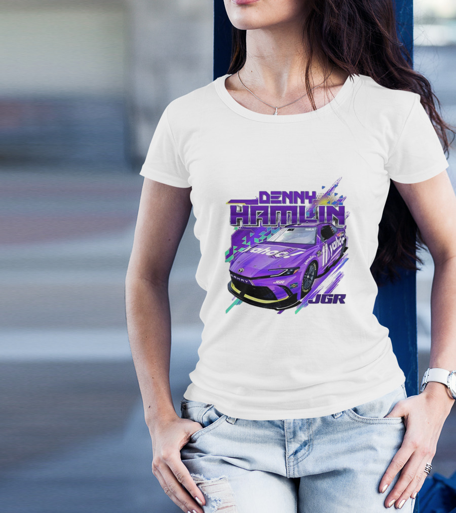 Denny Hamlin Purple Yahoo Race Car JGR Number 11 T-Shirt