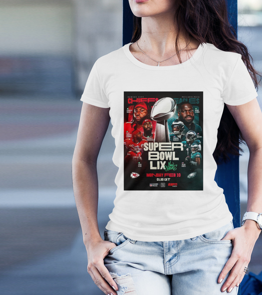 Kansas City Chiefs Vs Philadelphia Eagles Super Bowl LIX New Orleans Monday Feb 10 2025 Derrick Nnadi Saquon Barkley T-Shirt