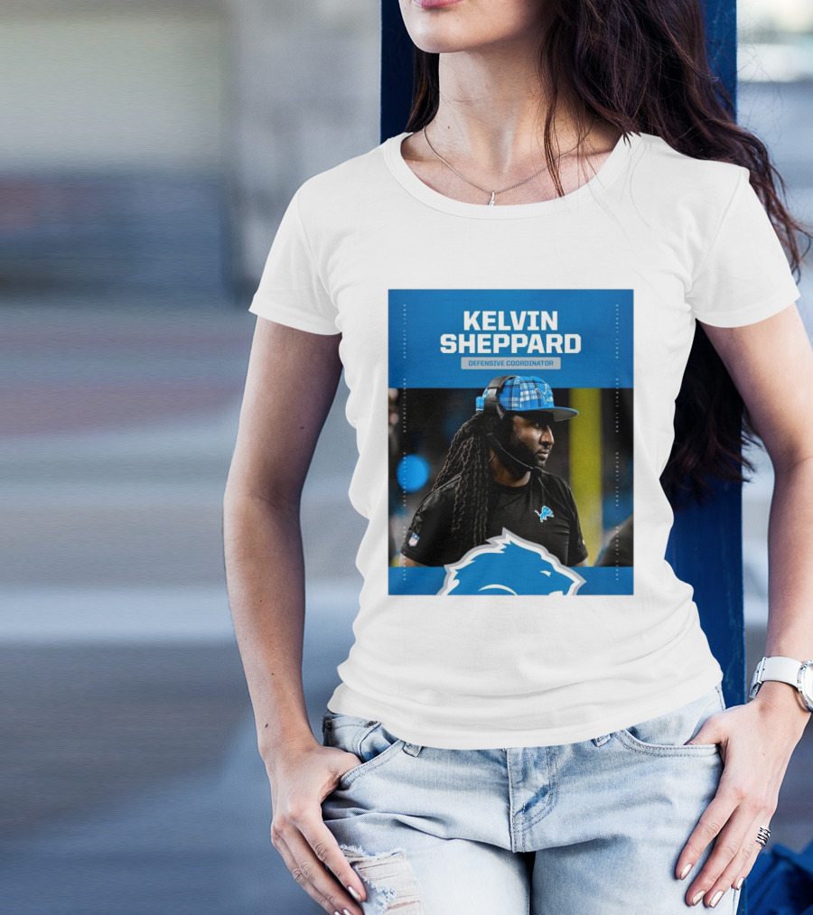 Kelvin Sheppard Detroit Lions Defensive Coordinator Promotion Announcement T-Shirt