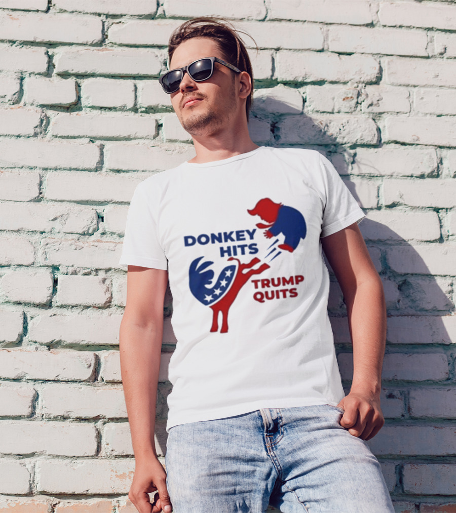 Donkey Hits Trump Quits Political Parody T-Shirt