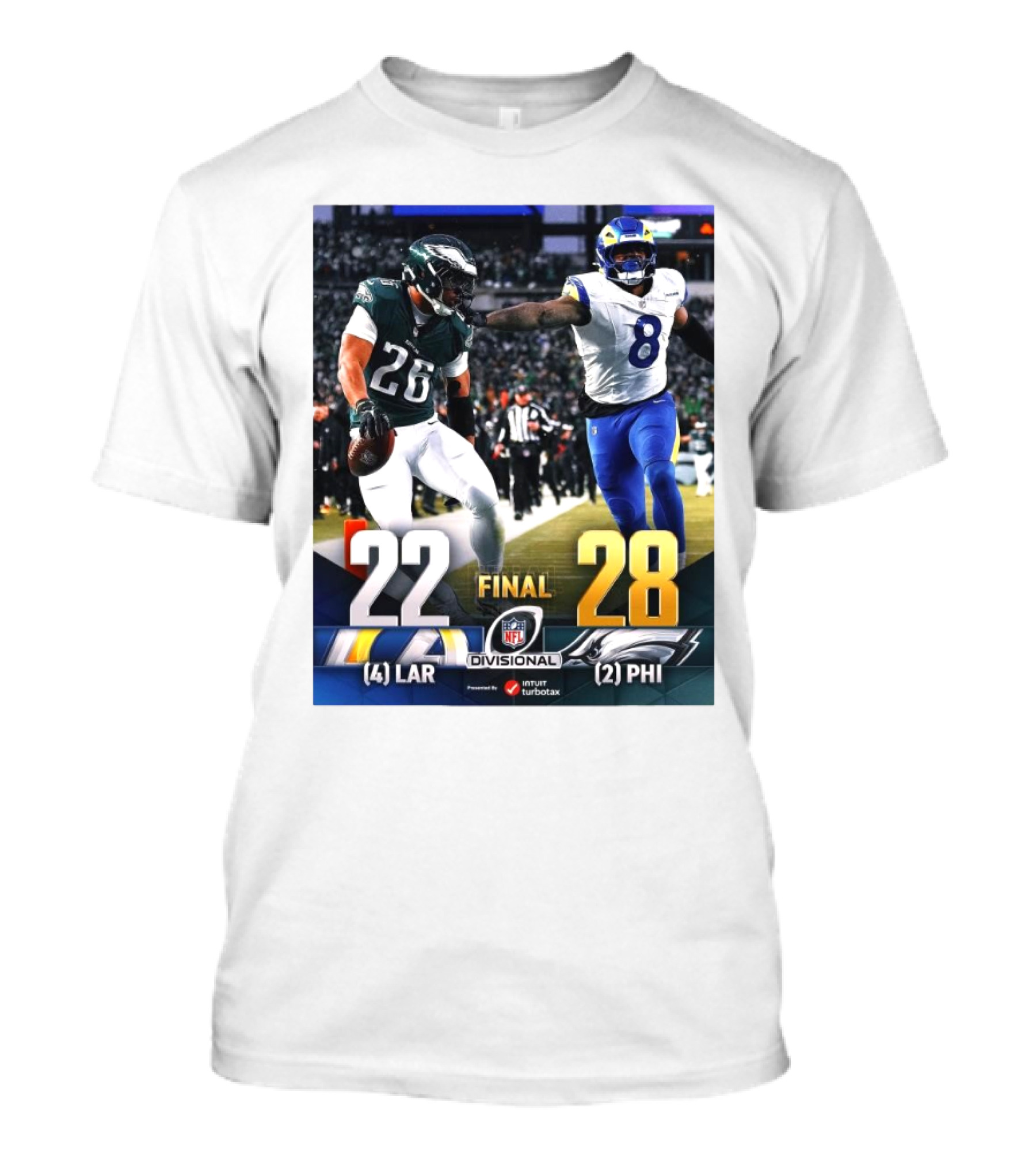 Final Score Los Angeles Rams 22 Vs Philadelphia Eagles 28 NFC Divisional Championship NFL T-Shirt