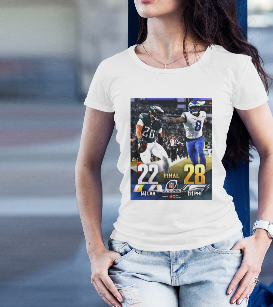 Final Score Los Angeles Rams 22 Vs Philadelphia Eagles 28 NFC Divisional Championship NFL T-Shirt