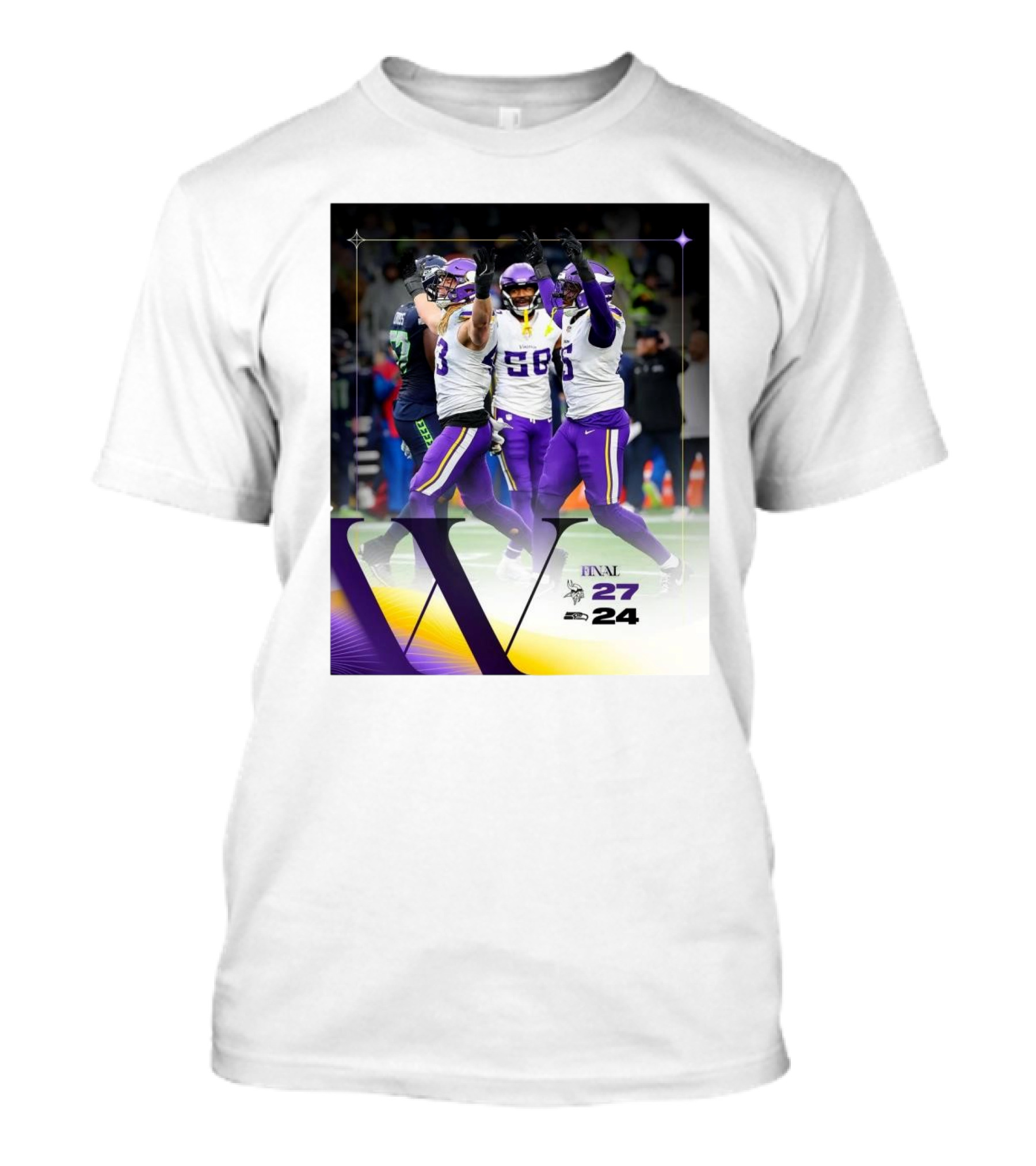 Final NFL Minnesota Vikings 27 Seattle Seahawks 24 Victory Celebration T-Shirt