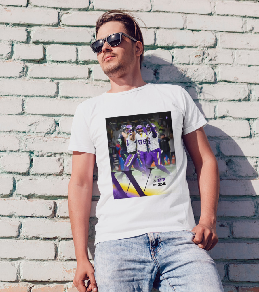 Final NFL Minnesota Vikings 27 Seattle Seahawks 24 Victory Celebration T-Shirt