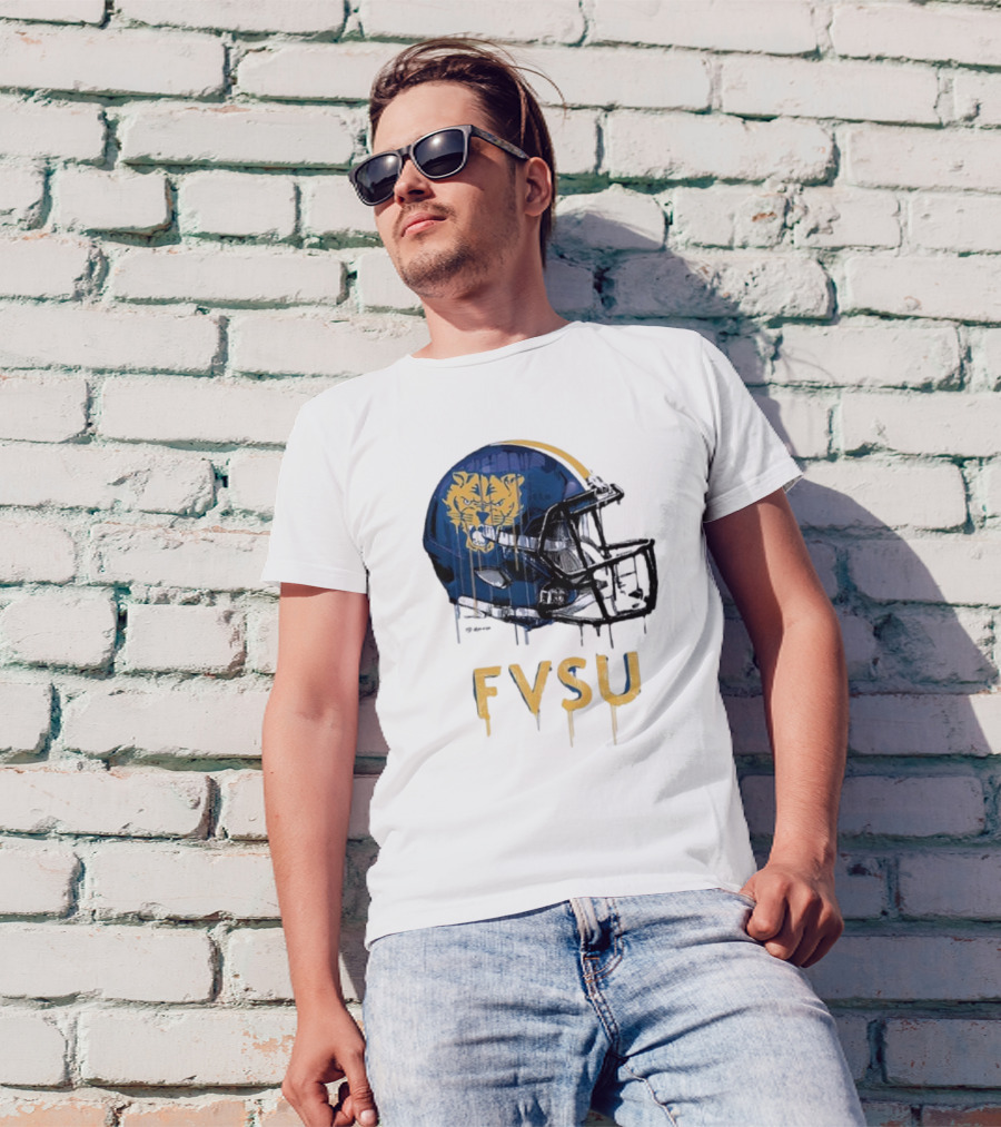 FVSU Wildcats Dripping Helmet Football T-Shirt