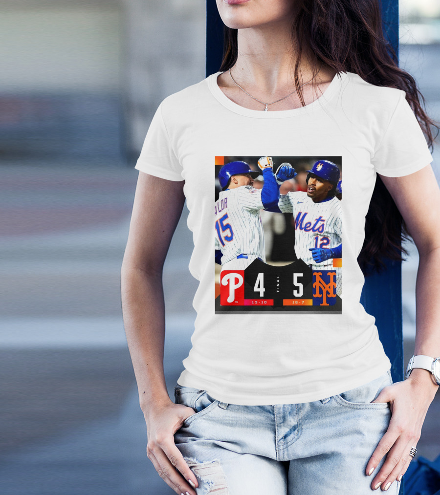 Francisco Lindor New York Mets Victory Over Philadelphia Phillies 5-4 Final Score T-Shirt