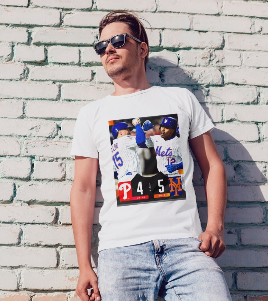 Francisco Lindor New York Mets Victory Over Philadelphia Phillies 5-4 Final Score T-Shirt