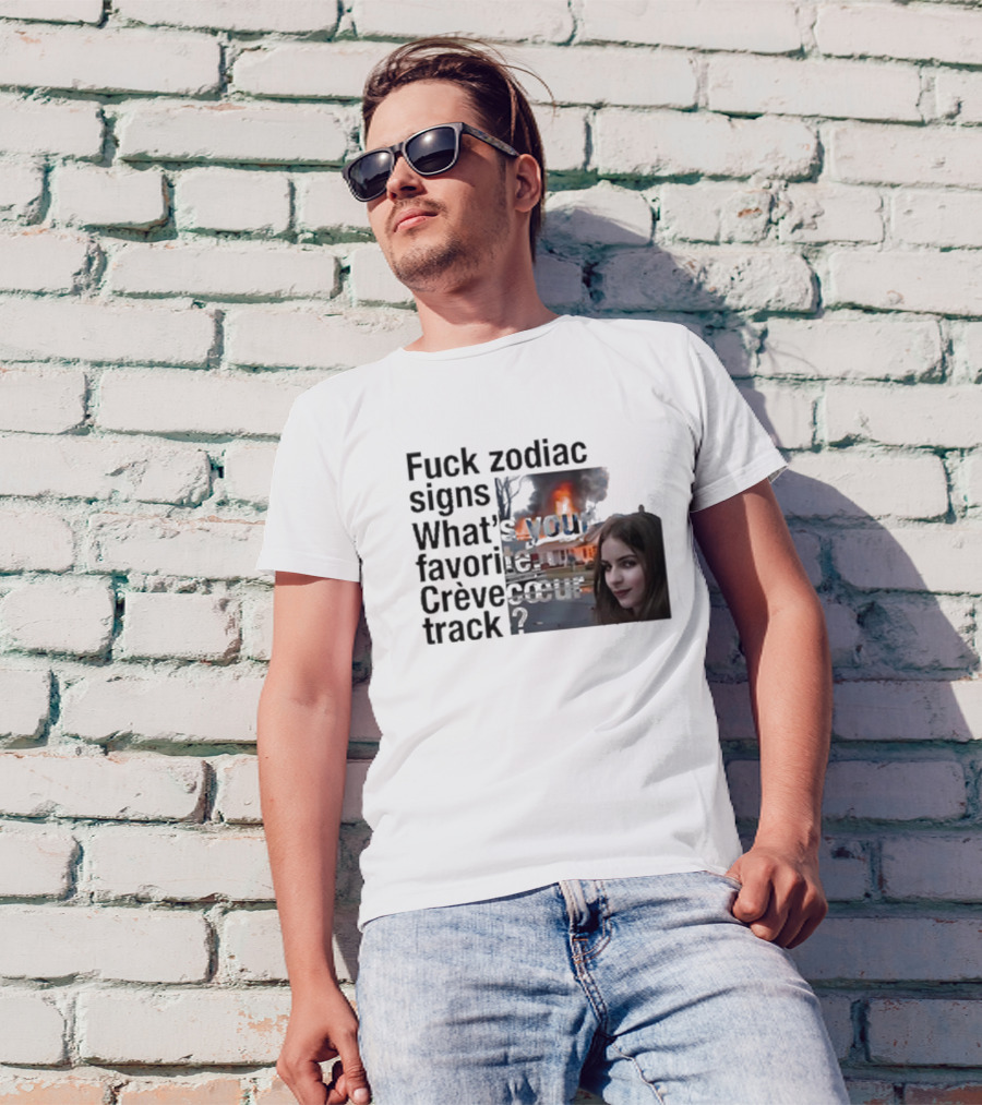 Crèvecoeur Track Favorite With Burning House Background And Girl Smirking T-Shirt