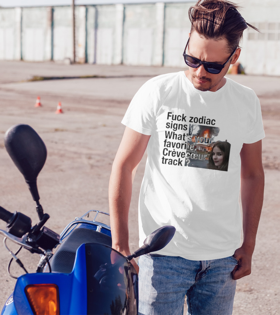 Crèvecoeur Track Favorite With Burning House Background And Girl Smirking T-Shirt