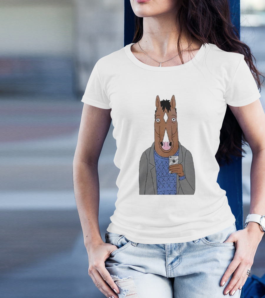 Bojack Horseman Horse Head Selfie Smartphone Humor T-Shirt