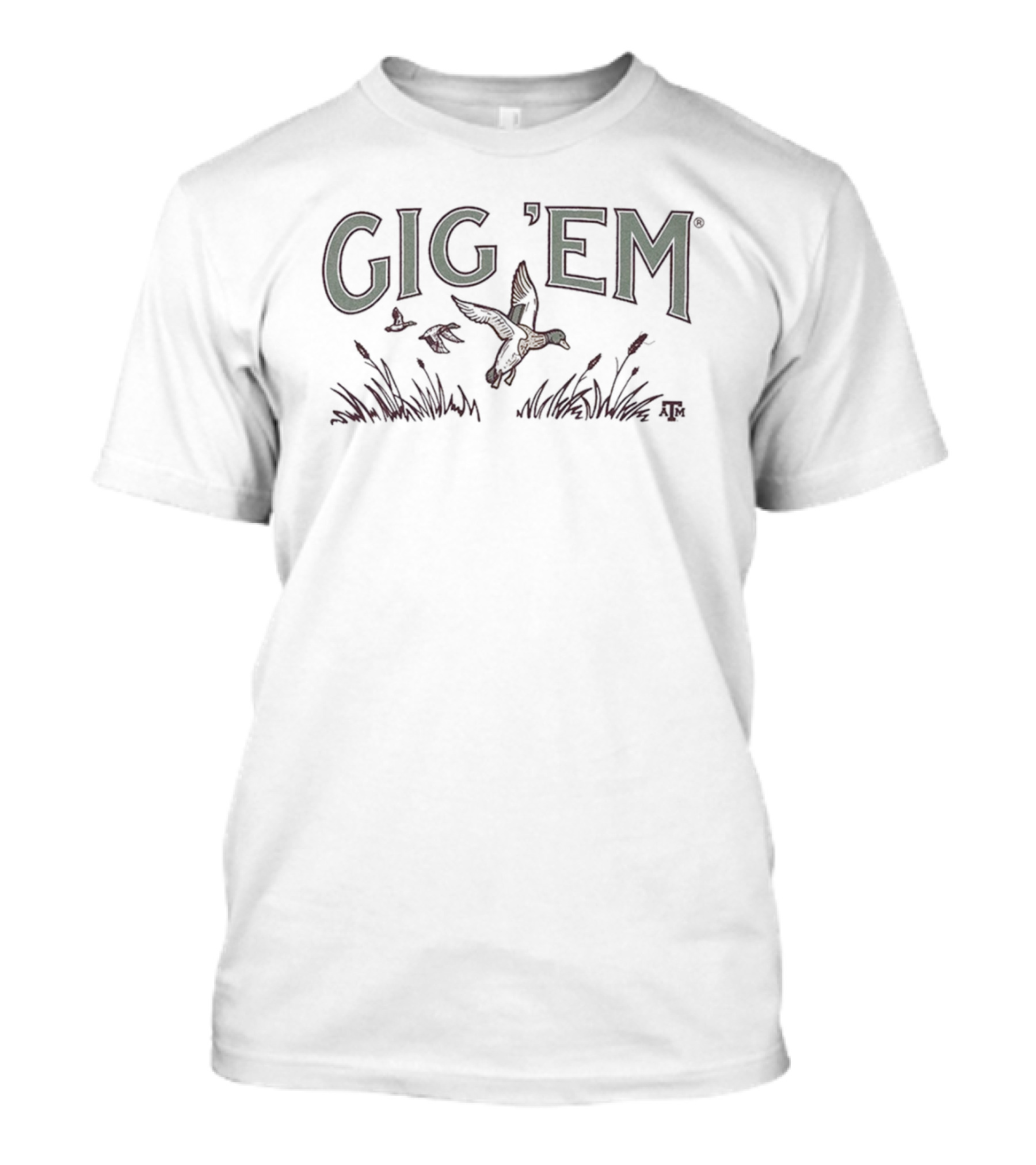 Gig 'Em Flying Duck And Cattails T-Shirt