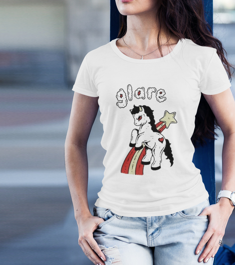 Glare Unicorn Heart Rainbow Star Ringer T-Shirt