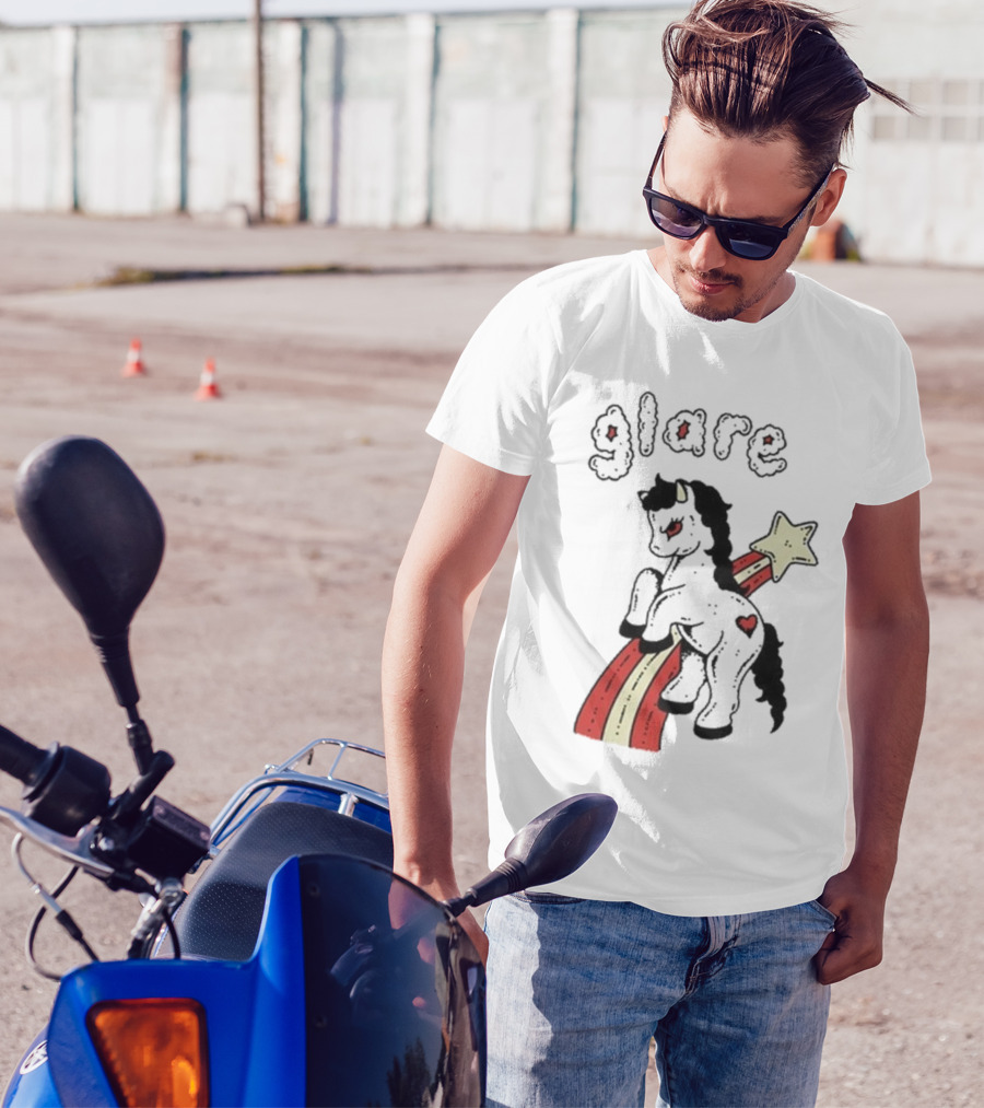 Glare Unicorn Heart Rainbow Star Ringer T-Shirt