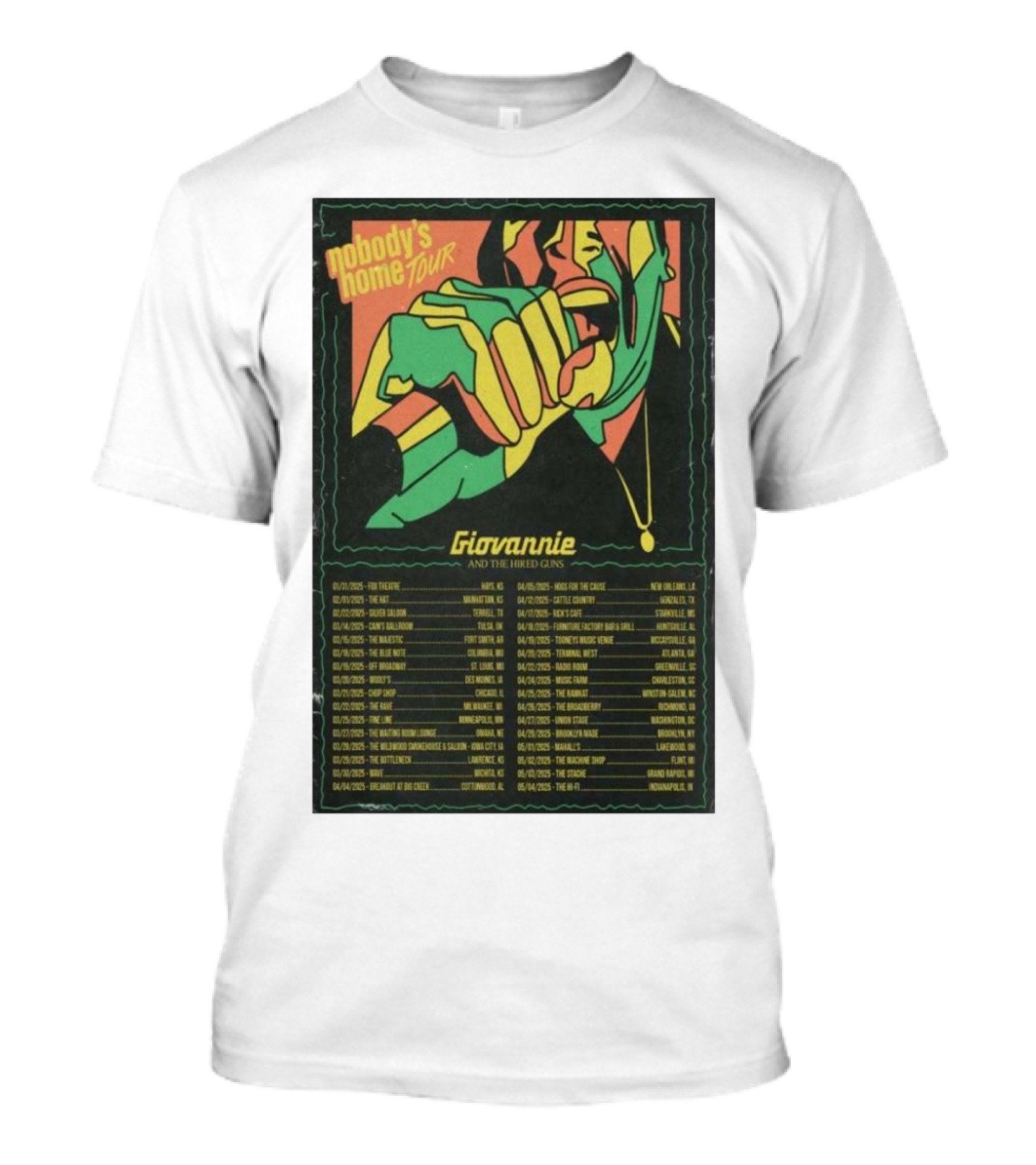 Giovannie And The Hired Guns Nobody’s Home Tour 2025 Concert Dates And Locations T-Shirt